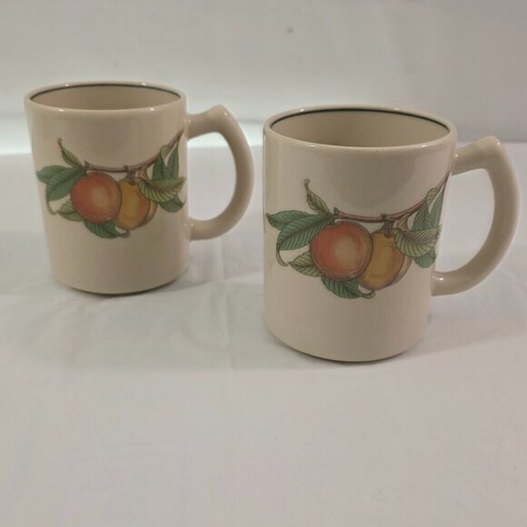 Epoch Wholesome Cups Fruit Pattern 12 Oz Stoneware Coffee Tea Mugs – Set of 2 - Picture 14 of 16